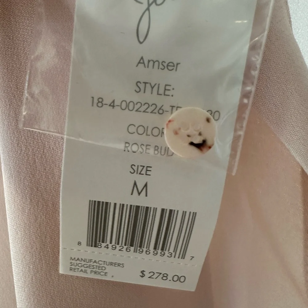 NEW Joie Tie Bow Long Puffed Sleeve Silk Blouse Medium $278 Retail - Picture 10 of 11